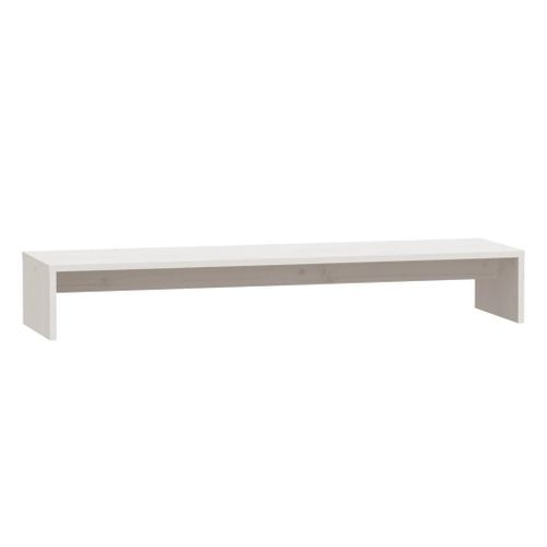 Support de moniteur Blanc 100x27x15 cm Bois de pin solide - Photo n°2; ?>