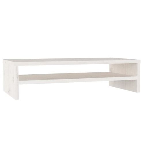 Support de moniteur Blanc 50x24x13 cm Bois de pin solide - Photo n°2; ?>