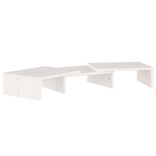 Support de moniteur Blanc 60x24x10,5 cm Bois de pin solide - Photo n°2; ?>