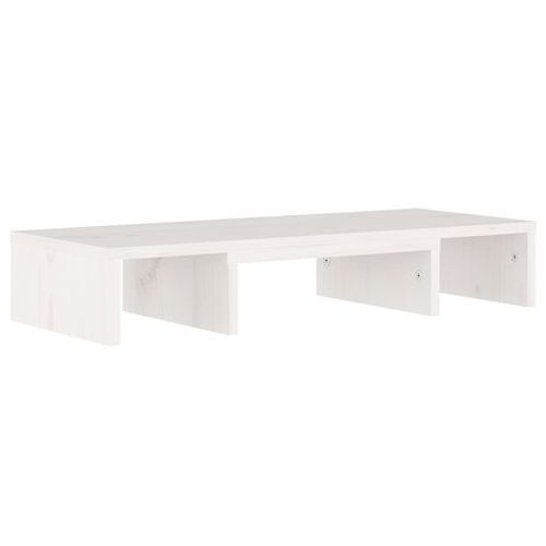 Support de moniteur Blanc 60x24x10,5 cm Bois de pin solide - Photo n°3; ?>