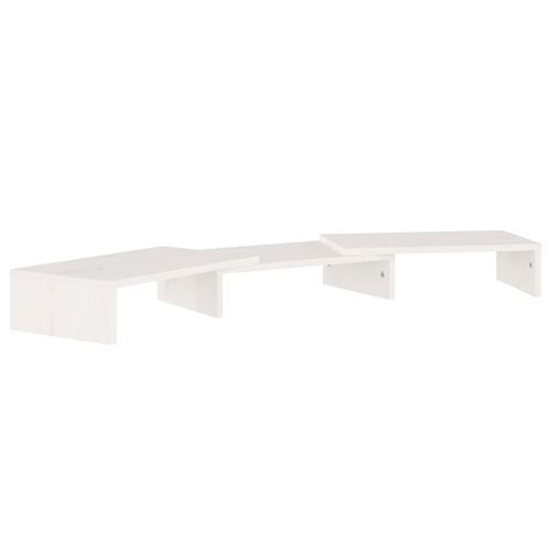 Support de moniteur Blanc 80x24x10,5 cm Bois de pin solide - Photo n°2; ?>