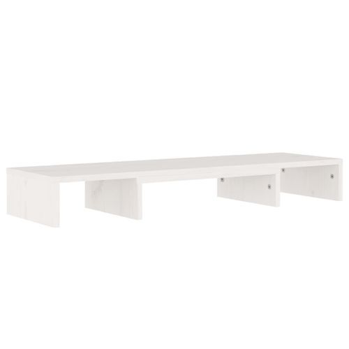 Support de moniteur Blanc 80x24x10,5 cm Bois de pin solide - Photo n°3; ?>