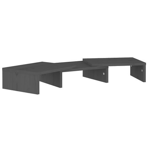 Support de moniteur Gris 60x24x10,5 cm Bois de pin solide - Photo n°2; ?>