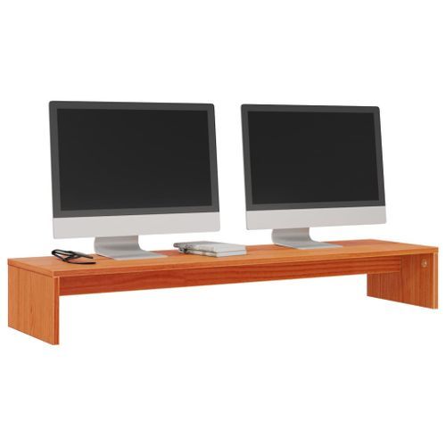 Support de moniteur marron miel 100x27x15 cm bois de pin solide - Photo n°3; ?>