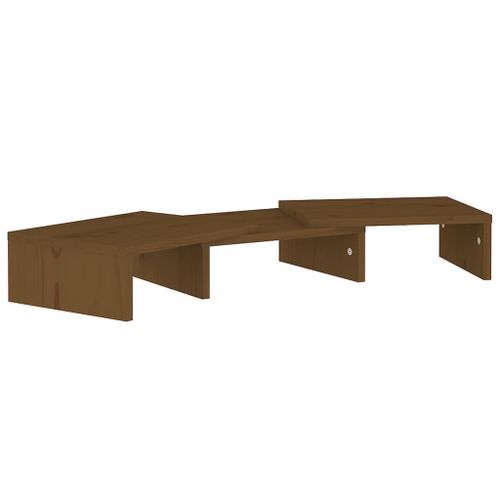 Support de moniteur Marron miel 60x24x10,5 cm Pin solide - Photo n°2; ?>