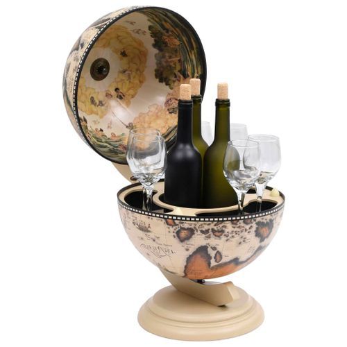 Support de vin globe de dessus de table Bois d'eucalyptus Blanc 2 - Photo n°2; ?>