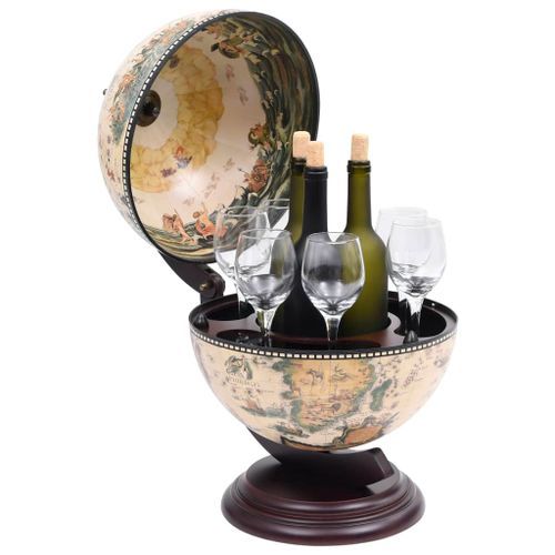 Support de vin globe de dessus de table Bois d'eucalyptus Blanc - Photo n°2; ?>