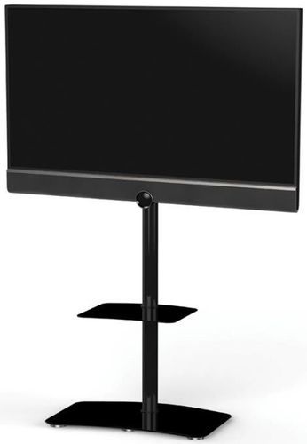 Support TV sur pied orientable avec étagère PL2810 verre trempé et alu noir H 109 cm - Photo n°2; ?>