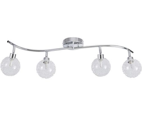Plafonnier en métal chromé avec 4 ampoules LED L 70 x P 30 x H 18 cm - Photo n°2; ?>