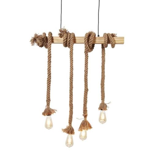 Suspension 4 Lampes - Métal noir et bois - NEW DETROIT - Photo n°3; ?>