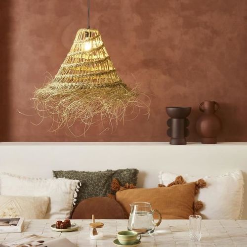 Suspension Atlas - Alfa fibres végétales - Conique - E27 - Ø40 cm - Naturel - Photo n°2; ?>