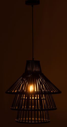 Suspension lampe à couche bambou noir Niga - Lot de 2 - Photo n°3; ?>