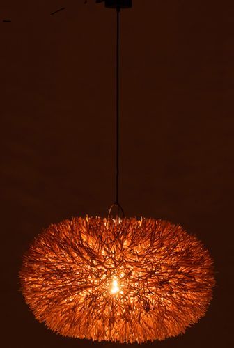 Suspension lampe/abat jour ovale rotin naturel Sasha H 45.5 cm - Photo n°3; ?>