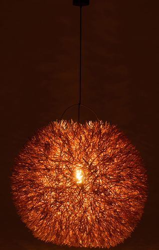 Suspension lampe ronde rotin naturel Katy H 70 cm - Photo n°3; ?>