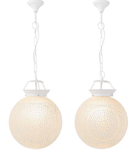 Suspension verre blanc mosaïque Ekio - Lot de 2 - Photo n°2; ?>