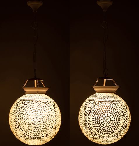 Suspension verre blanc mosaïque Ekio - Lot de 2 - Photo n°3; ?>