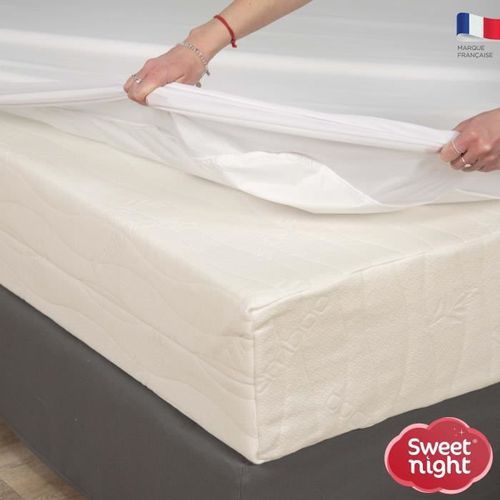 SWEET NIGHT Protege matelas imperméable - 140 x 190/200 cm - Blanc - Photo n°3; ?>