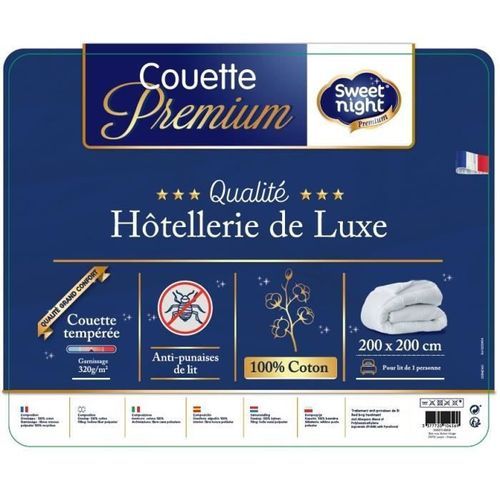 SWEETNIGHT PREMIUM Couette Tempérée - Coton - Anti-punaises de lit - 200 x 200 cm - Photo n°2; ?>