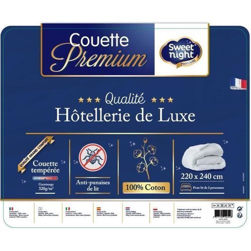 SWEETNIGHT PREMIUM Couette Tempérée - Coton - Anti-punaises de lit - 220 x 240 cm - Photo n°2; ?>