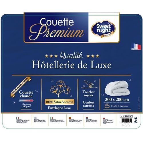 SWEETNIGHT PREMIUM Couette Tempérée - Satin de Coton - 200 x 200 cm - Photo n°2; ?>
