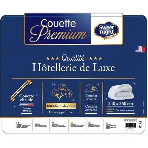 SWEETNIGHT PREMIUM Couette Tempérée - Satin de Coton - 240 x 260 cm - Photo n°2; ?>