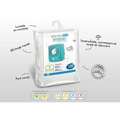 SWEETNIGHT Protege-matelas Imperméable AXEL 140x190 / 200 Cm - Blanc 8 SWEETNIGHT Protege-matelas imperméable AXEL 140x190 / 200 cm - Blanc - Photo n°2; ?>