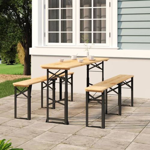 Table à bière pliable 170x50x75/105 cm bois massif de sapin - Photo n°2; ?>