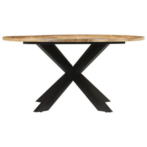 Table à dîner Ø150x76 cm bois de manguier massif brut - Photo n°3; ?>