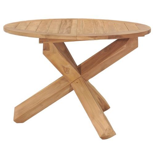 Table à dîner de jardin Ø110x75 cm Bois de teck massif - Photo n°3; ?>