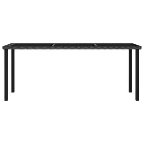 Table à dîner de jardin Noir 180x70x73 cm Résine tressée - Photo n°2; ?>