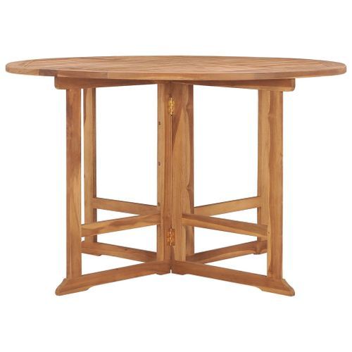 Table à dîner de jardin pliable Ø110x75 cm Bois massif de teck - Photo n°2; ?>