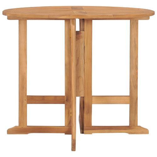 Table à dîner pliable de jardin Ø90x75 cm Bois de teck solide - Photo n°2; ?>