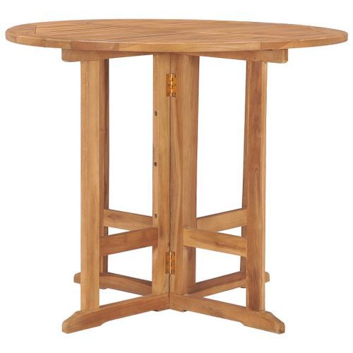 Table à dîner pliable de jardin Ø90x75 cm Bois de teck solide - Photo n°3; ?>