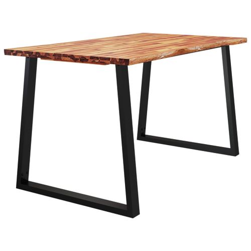 Table à manger 140x80x75 cm bois d'acacia solide à bord vif - Photo n°3; ?>