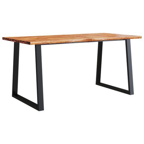 Table à manger 160x80x75 cm bois d'acacia solide à bord vif - Photo n°2; ?>