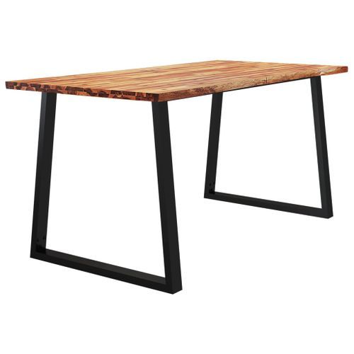 Table à manger 160x80x75 cm bois d'acacia solide à bord vif - Photo n°3; ?>