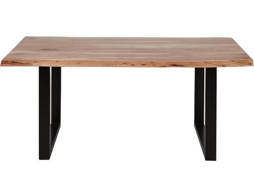 Table à manger 180 cm bois massif et pieds carrés acier noir Kinoa - Photo n°2; ?>