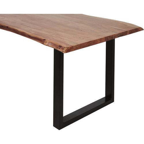 Table à manger 180 cm bois massif et pieds carrés acier noir Kinoa - Photo n°3; ?>