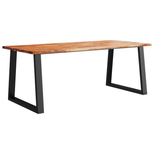 Table à manger 200x90x75 cm bois d'acacia solide à bord vif - Photo n°2; ?>