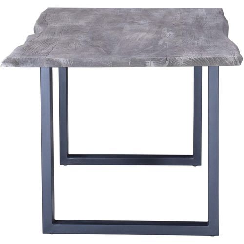 Table à manger acacia massif gris et pieds métal Melin L 180 cm - Photo n°3; ?>