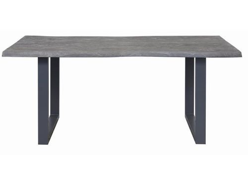 Table à manger acacia massif gris et pieds métal Melin L 200 cm - Photo n°2; ?>