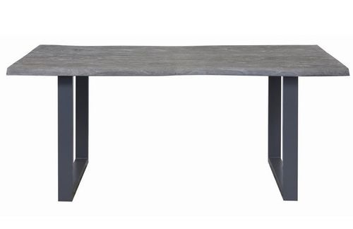 Table à manger acacia massif gris et pieds métal Melin L 240 cm - Photo n°2; ?>