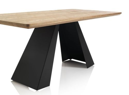 Table à manger bois chêne clair et pieds métal noir Mel L 180 cm - Photo n°2; ?>