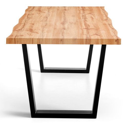 Table à manger bois de chêne rustique et métal noir Kibak 160 cm - Photo n°3; ?>