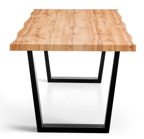 Table à manger bois de chêne rustique et métal noir Kibak 200 cm - Photo n°3; ?>