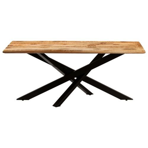 Table à manger bois de manguier brut massif et acier noir Vika 180 cm - Photo n°2; ?>