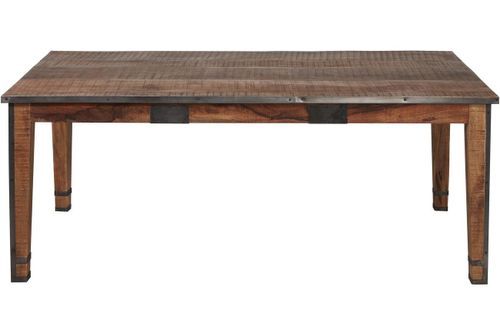 Table à manger bois de manguier marron et métal noir Engal 180 cm - Photo n°2; ?>