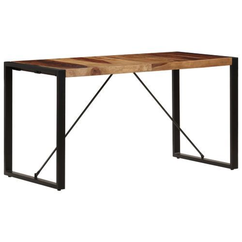 Table à manger bois de Sesham et pieds acier noir Vustick 140 cm - Photo n°3; ?>