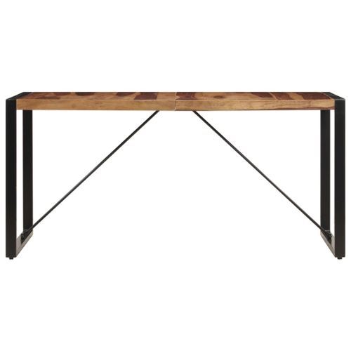 Table à manger bois de Sesham et pieds acier noir Vustick 160 cm - Photo n°2; ?>