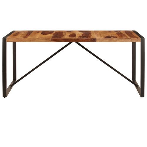 Table à manger bois de Sesham et pieds acier noir Vustick 180 cm - Photo n°2; ?>